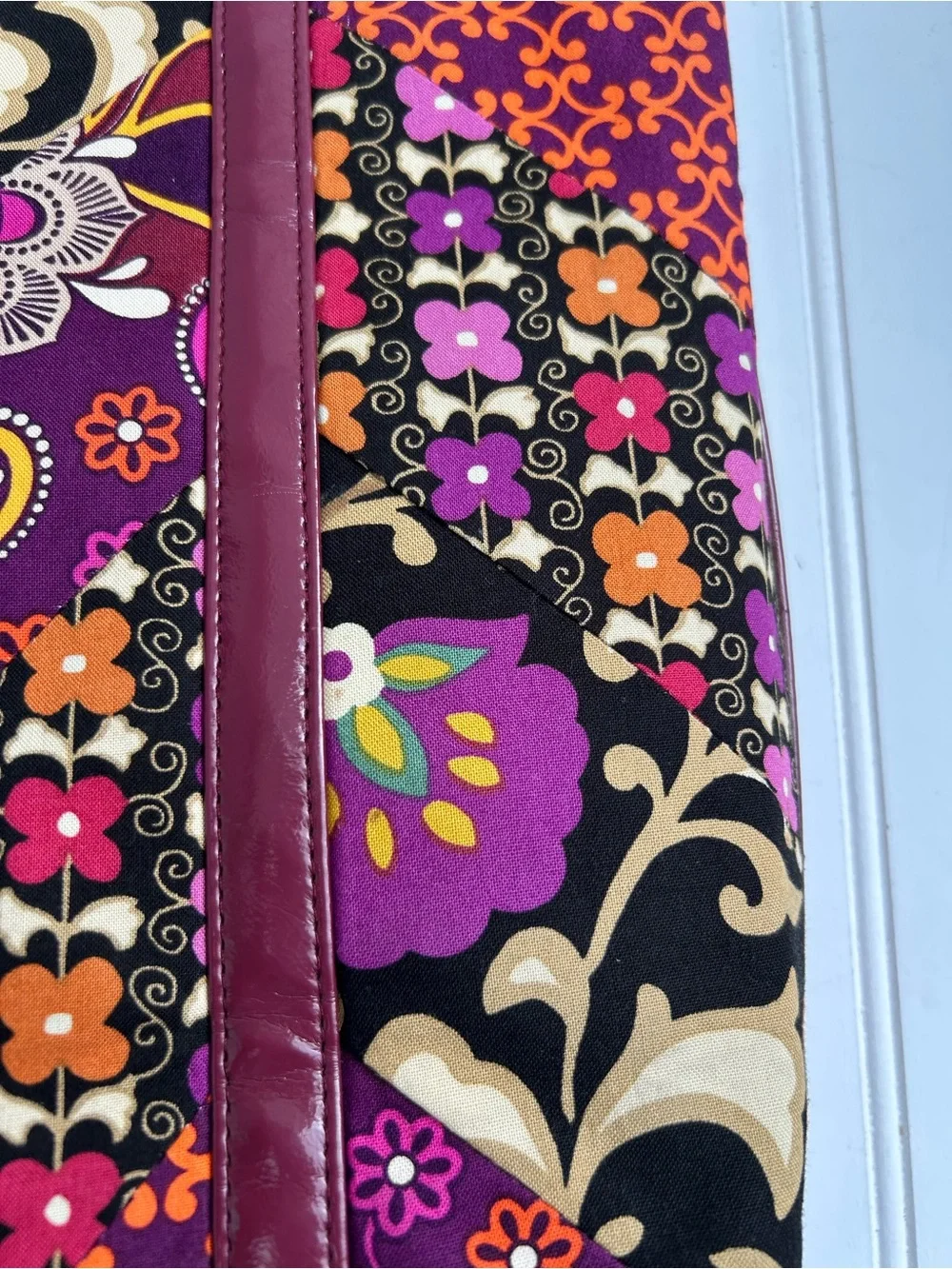 Vera Bradley Bag Suzani Floral Patchwork Purse Tote Bag Plum